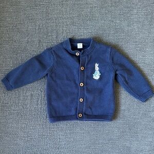 Navy Blue Cardigan with Embroidered Peter Rabbit